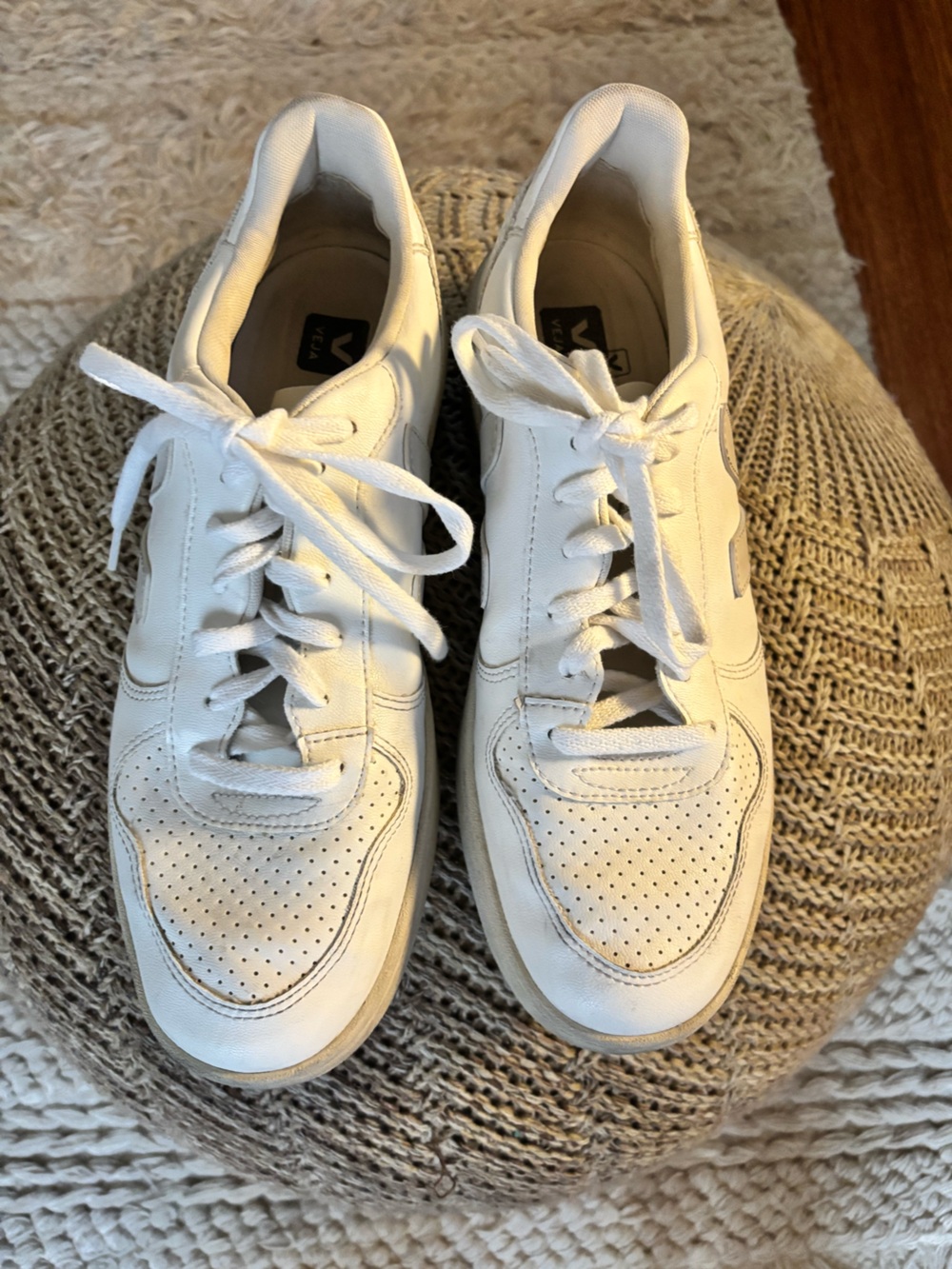 Veja White Leather Sneakers (minimal wear)